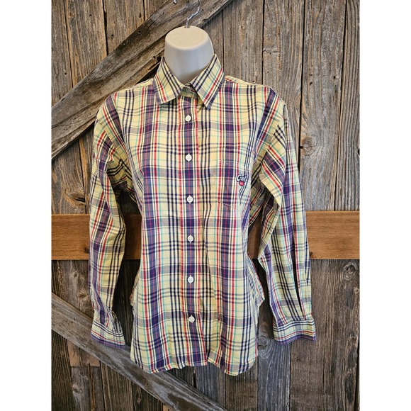 Vintage Bright plaid Cruel Girl Womens Western Button up sz S *STAIN* - Picture 1 of 8